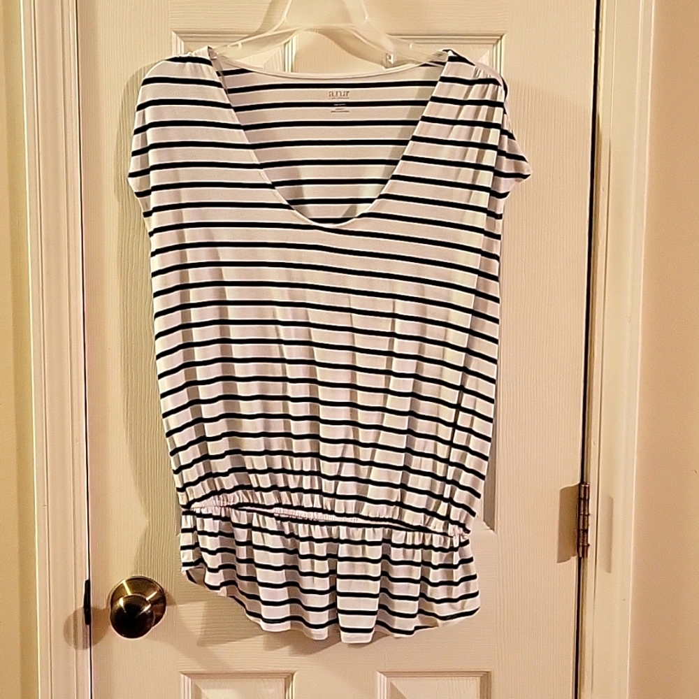 Ana Black Striped Top